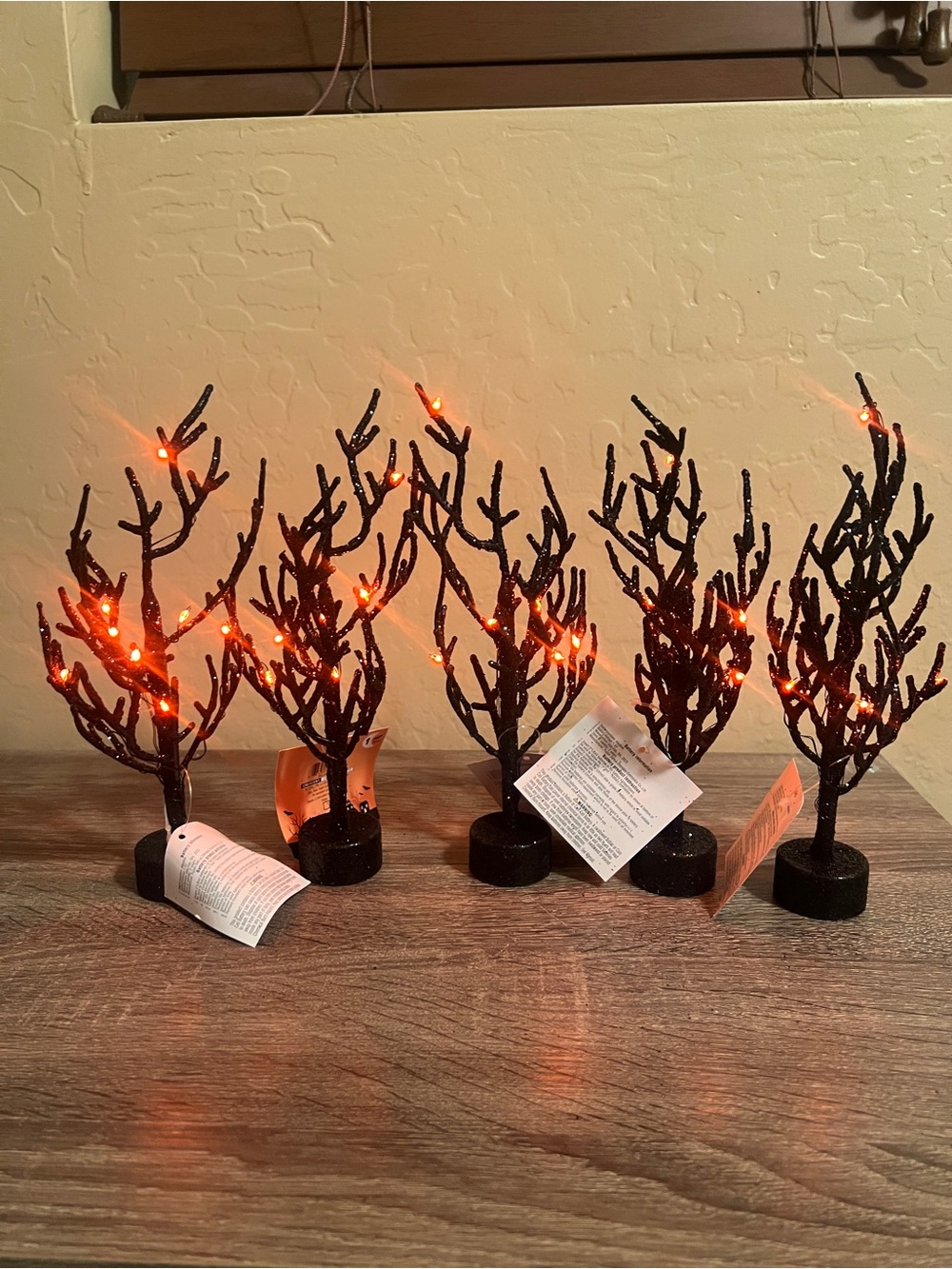 Target Bullseye Halloween Spooky Black Orange Sparkle LED Light 7” Trees NWT